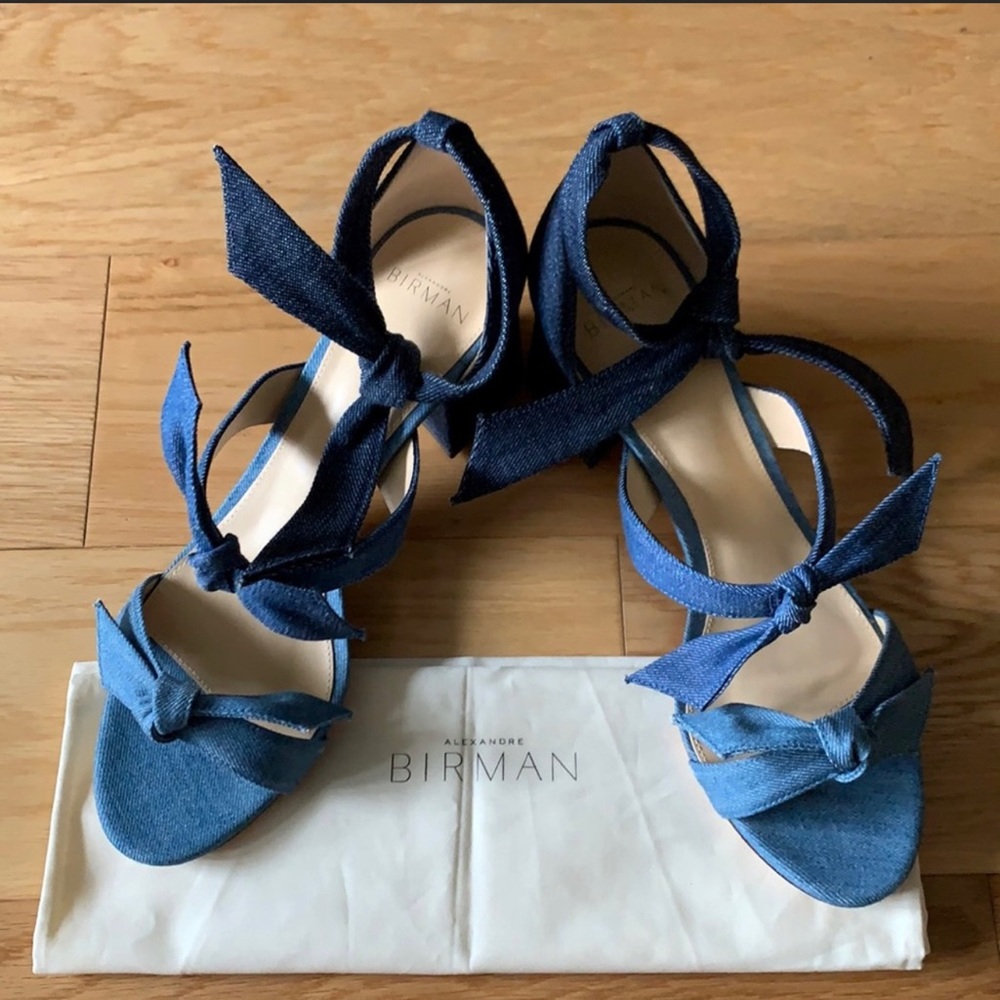 Alexandre Birman blue denim bow sandals! Sz 39.5